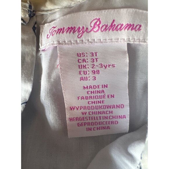 Tommy Bahama Girls Nautical Print Smocked Dress 3T White & Blue Party Summer - Picture 3 of 6